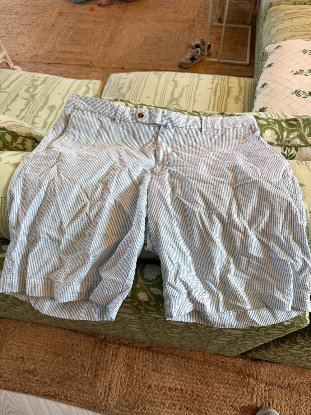 Peter Millar Men's Blue Seersucker Shorts